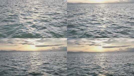 4k海面金色夕阳日落光线地平线海平面航拍高清在线视频素材下载