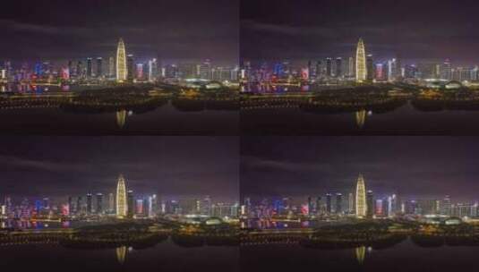 深圳湾夜景航拍延时摄影城市建筑城市风光高清在线视频素材下载
