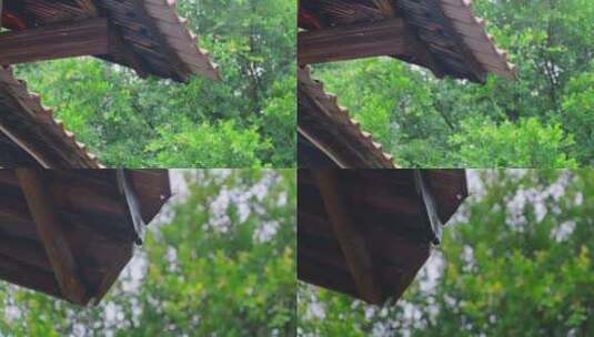 中国风屋顶屋檐下雨景色高清在线视频素材下载