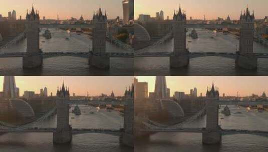 日落时标志性的塔桥高清在线视频素材下载
