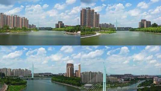 枣庄 滕州 大桥 解放大桥 蓝天白云高清在线视频素材下载