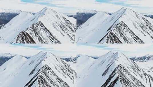 航拍冬季夹金山风景川西高原雪山景色迷人高清在线视频素材下载