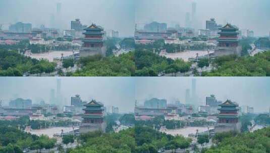 中国北京正阳门雨雾天延时风光高清在线视频素材下载