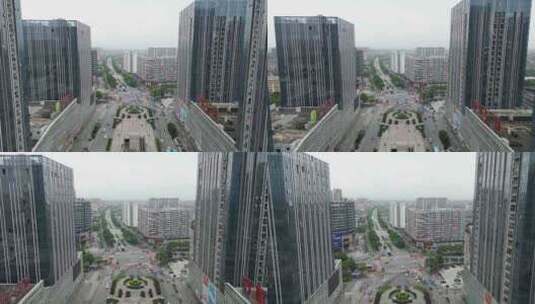 广西桂林北站火车站交通航拍高清在线视频素材下载