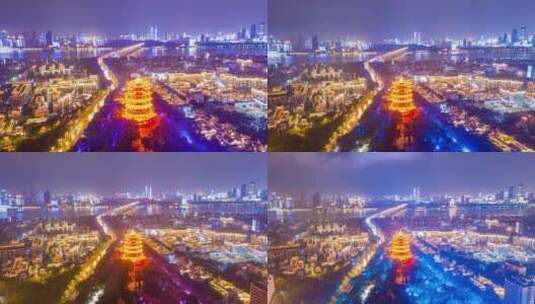 武汉长江两岸夜景风光高清在线视频素材下载