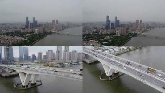2023广州大桥车流车辆航拍高清在线视频素材下载