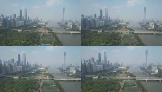 广州二沙岛广州大桥航拍高清在线视频素材下载