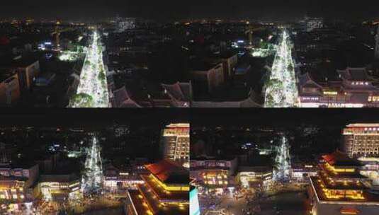 城市夜景步行街人流航拍高清在线视频素材下载