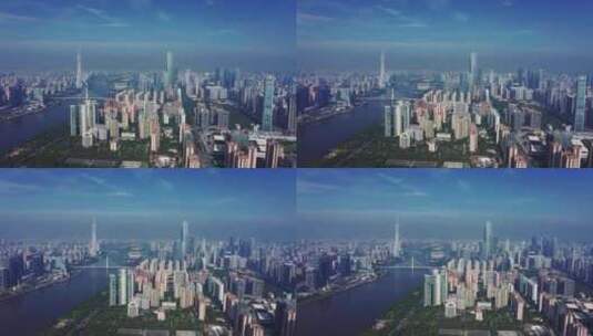 广州珠江蓝天航拍高清在线视频素材下载