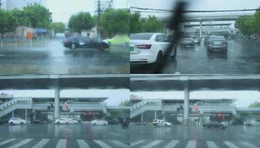 下雨的路口 下雨 雨天的路口 雨天的交通高清在线视频素材下载