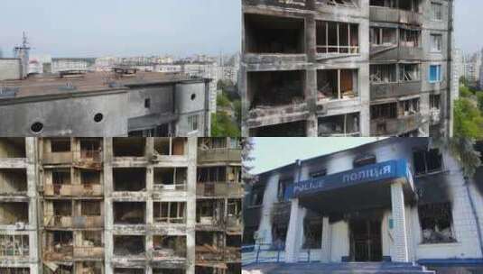 战争废墟 受损建筑高清在线视频素材下载
