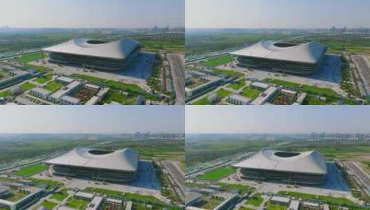 航拍西安沣东国际足球中心高清在线视频素材下载