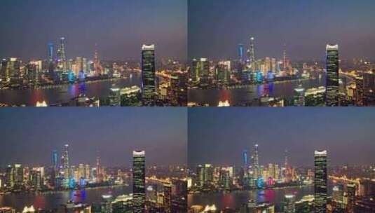 中国上海城市夜景航拍高清在线视频素材下载