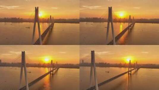 4K航拍武汉二七长江大桥高清在线视频素材下载