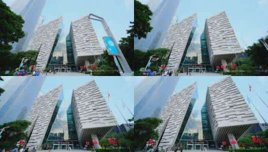 广州珠江新城现代化高楼广州图书馆高清在线视频素材下载