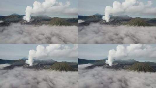 航拍火山口喷发高清在线视频素材下载