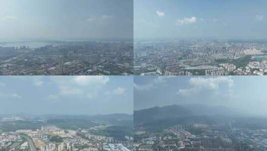 九江市500米高空360度看九江城市风光高清在线视频素材下载