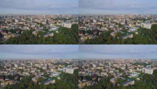 晴天鸟瞰美丽的基辅城市景观高清在线视频素材下载