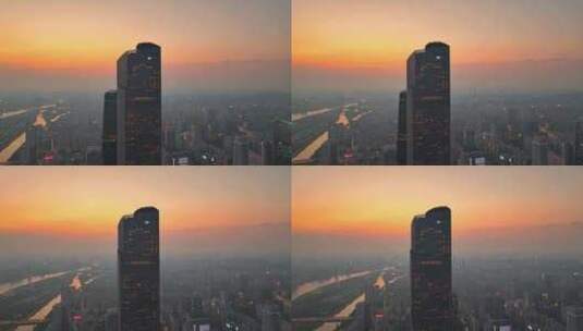 【4K超清】航拍广州周大福金融中心高清在线视频素材下载