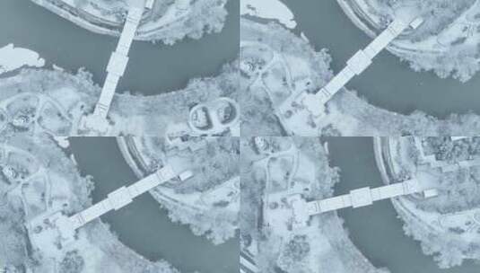 航拍洛阳王城公园雪景高清在线视频素材下载
