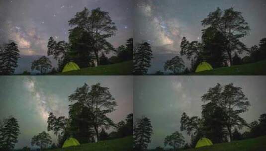 繁星点点 银河璀璨星空下的露营 仲夏夜之梦高清在线视频素材下载