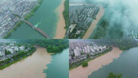 建德月亮湾景区梅雨季风光航拍合集高清在线视频素材下载