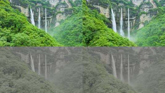 瀑布森林流水绿色大自然瀑布河水清澈高清在线视频素材下载