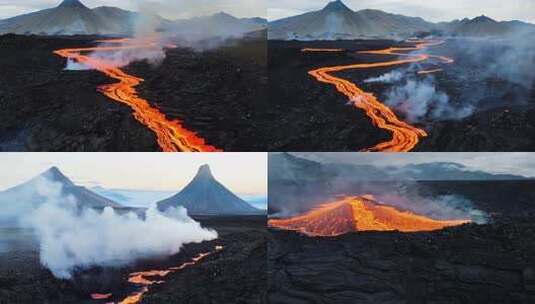 火山地貌 熔岩奔涌 地质奇观 自然震撼高清在线视频素材下载