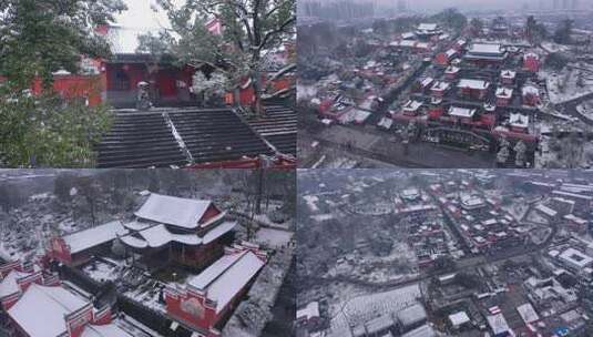 永州零陵东山景区千年古刹雪景高清在线视频素材下载