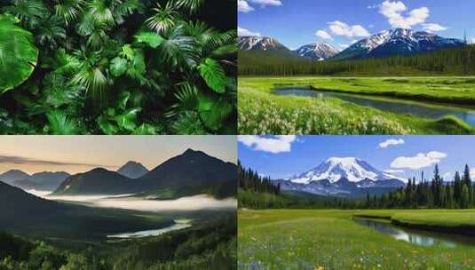 春天风景雨林植被草原竹林鸟类鸭子溪流阳光高清在线视频素材下载