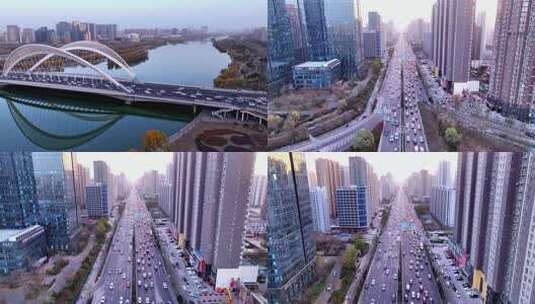 航拍太原南中环桥南中环东街高清在线视频素材下载