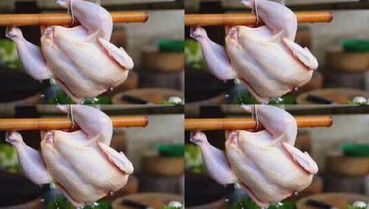 悬挂的整鸡特写美食高清素材高清在线视频素材下载