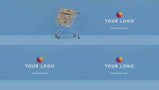 整洁购物车图标LOGO展示AE模板高清AE视频素材下载