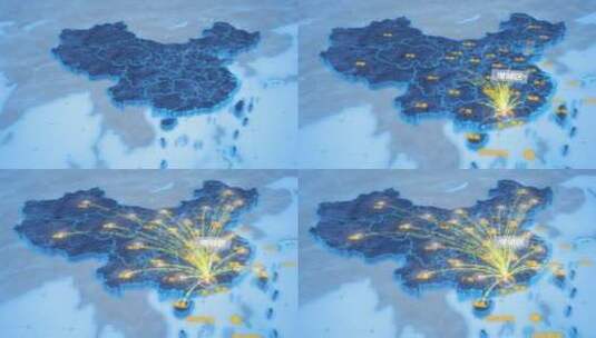 广州市增城区辐射全国网络地图ae模板高清AE视频素材下载