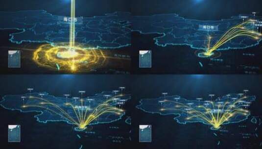 海口市辐射全国地图高清AE视频素材下载