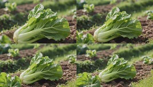 田地里生长的新鲜青菜高清在线视频素材下载