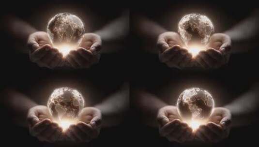 掌中地球光芒四射象征全球互联高清在线视频素材下载