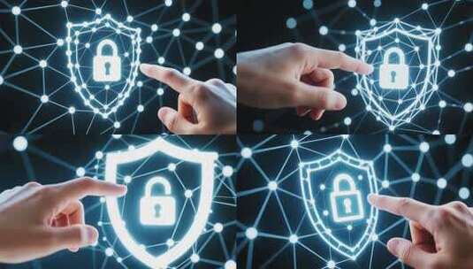 手指点击网络安全盾牌画面高清在线视频素材下载