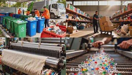 环保再生资源回收处理 垃圾分拣工厂生产高清在线视频素材下载