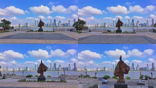 南昌王勃广场航拍高清在线视频素材下载