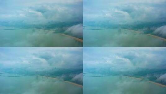 城市海岸云雾环绕景象三三高清在线视频素材下载