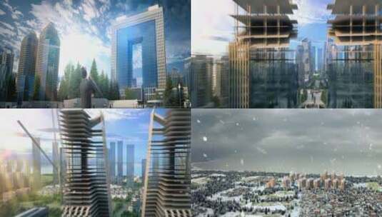 三维城市建筑漫游科技未来城市建设动画高清在线视频素材下载