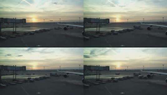 日落时的机场延时拍摄高清在线视频素材下载