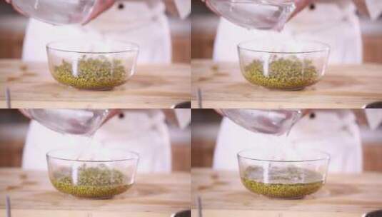 清水浸泡绿豆高清在线视频素材下载