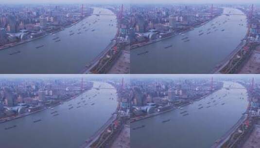 航拍黄浦江杨浦大桥高清在线视频素材下载
