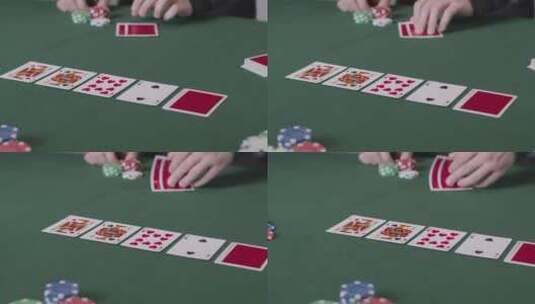 扑克玩家玩牌的慢镜头高清在线视频素材下载