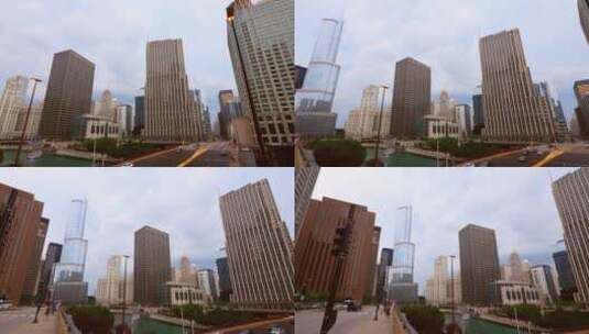 无人机航拍芝加哥市区高清在线视频素材下载