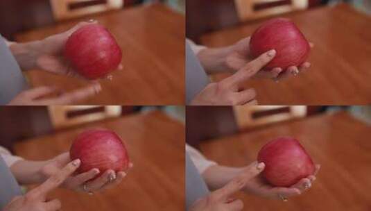 观察果盘里的红富士苹果高清在线视频素材下载