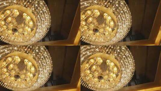高档宾馆酒店水晶灯高清在线视频素材下载
