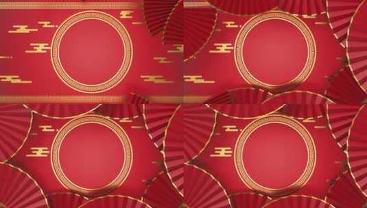中国风折扇与留白背景 3D渲染高清在线视频素材下载